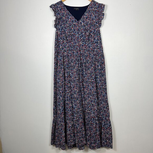 Lane Bryant Flutter Sleeve Maxi Dress Womens 18 Blue Floral Romantic Cottagecore - Picture 1 of 14
